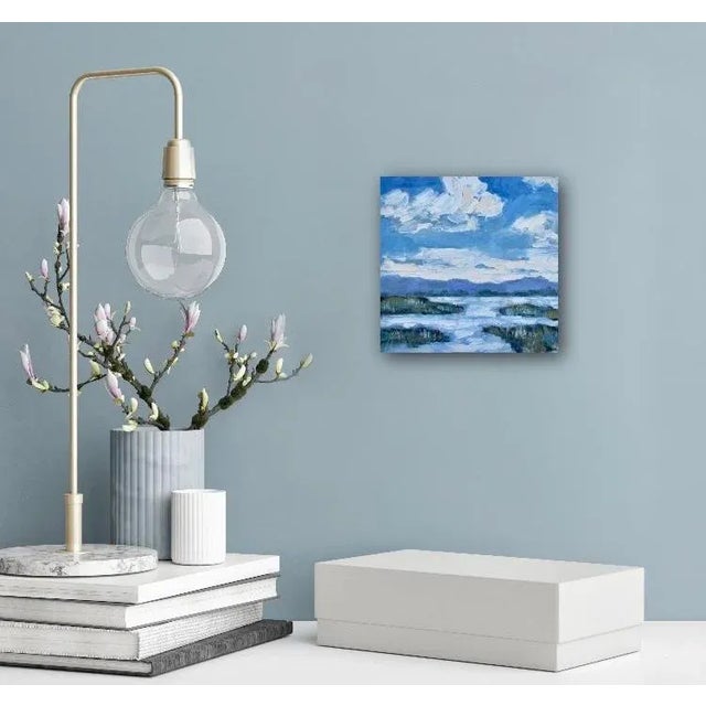 Blue Expressionist Cloudscape in Oil, Rush Ranch Wetlands For Sale - Image 8 of 8