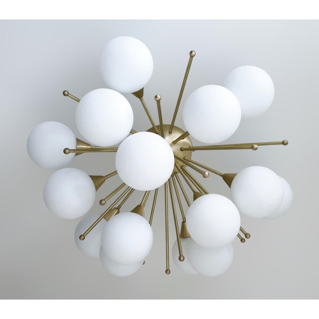 Not Yet Made - Made To Order 21st Century Mezzo Satin Brass Matte White Murano Flush Mount by Fabio LTD For Sale - Image 5 of 10