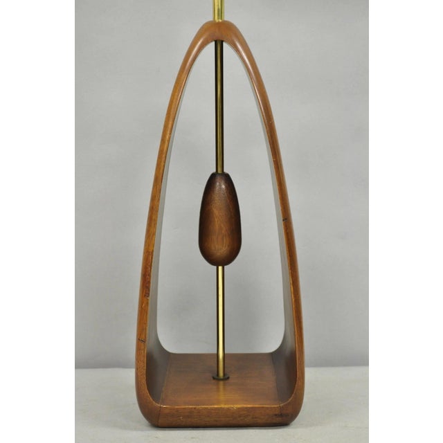 Modeline Vintage Modeline Mid Century Modern Sculpted Walnut Pull Chain Table Lamp For Sale - Image 4 of 12