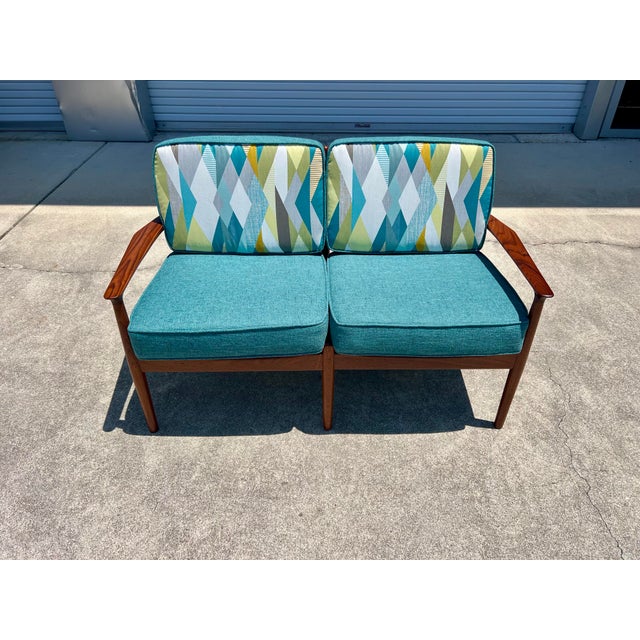 Mid-Century Modern Mid 20th Century Mid Century Danish Teak Loveseat by Svend Aage Eriksen for Glostrup Mobelfabrik For Sale - Image 3 of 10