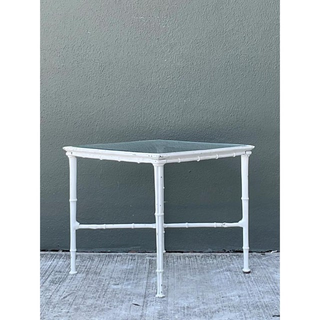 Vintage Brown Jordan “Calcutta” Metal and Glass Side Table For Sale - Image 9 of 13