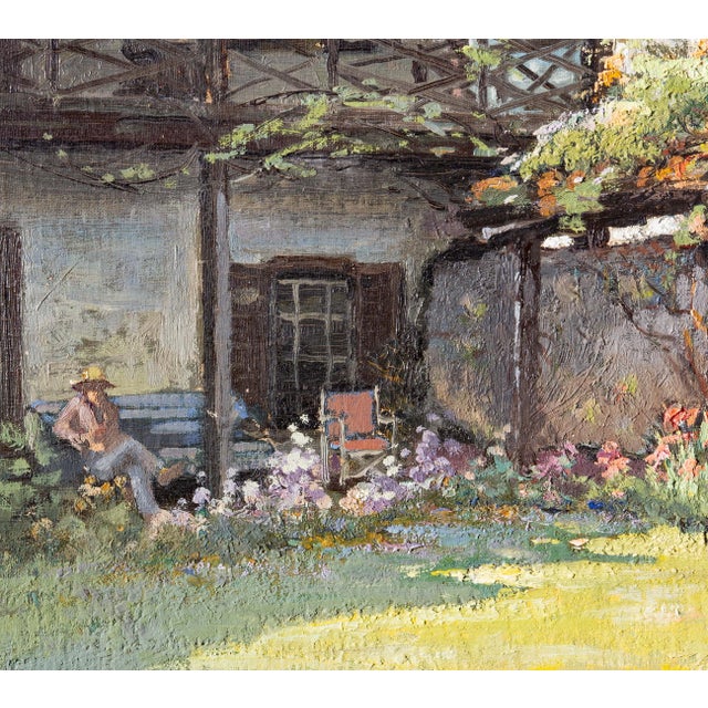 Figurative Early Florida Painting "Spanish Garden" St. Augustine by Eric Stry Circa 1950 For Sale - Image 3 of 6