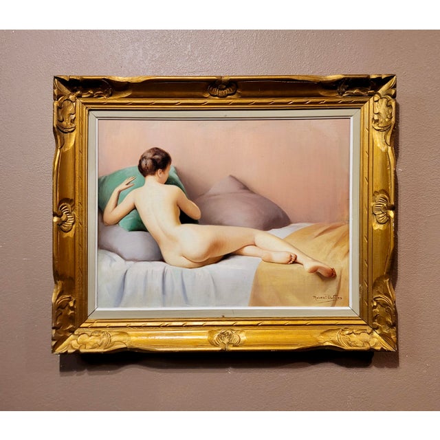 Robert Duflos -Reclined Nude Female -1930s French Oil painting French Expressionist - Oil painting on canvas -Signed -...