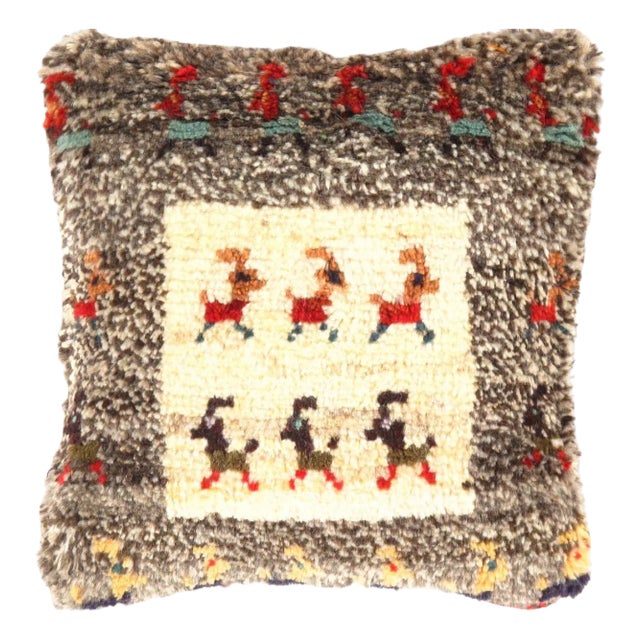 Pasargad DC Fine Hand Knotted Persian Gabbeh Pillow For Sale