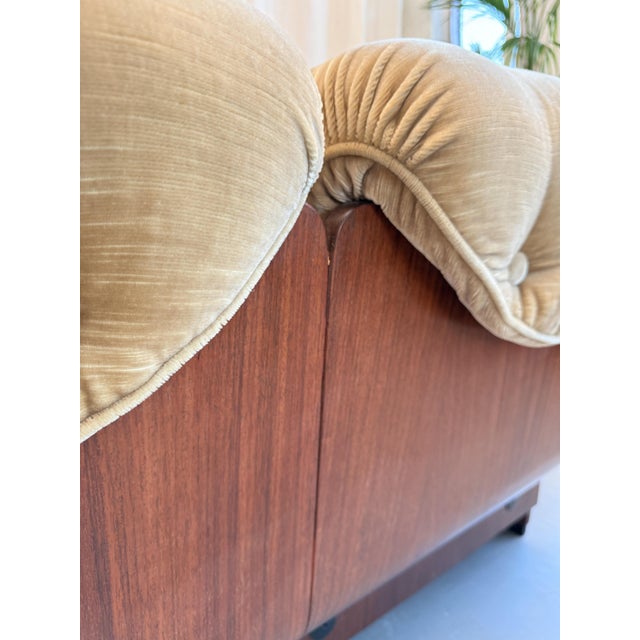 1960s Mid-Century Modern Italian Velvet and Wooden Sofa by Osvaldo Borsani for Tecno, 1960s For Sale - Image 5 of 18