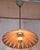 1970s Vintage Pendant Lamp with Beige-Brown Patterned Glass Shade on Brass Mount, 1970s For Sale - Image 5 of 8