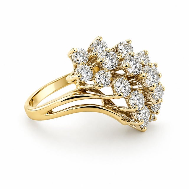 Contemporary 14k Diamond Ring, Size 4.75 For Sale - Image 3 of 3
