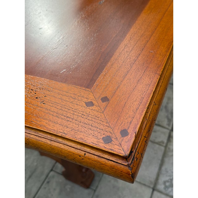 1990s Newly Refinished - French Heritage Lyre Leg Harvest Dining Table For Sale - Image 5 of 12