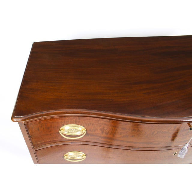 Antique George III Serpentine Flame Mahogany Chest Drawers, 18th Century For Sale - Image 4 of 15