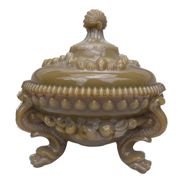 French Milk Glass Candy Jar Circa 1930 For Sale