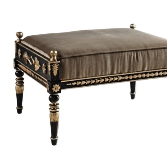 Louis XVI-style parcel-gilt and ebonized tabouret (ottoman/stool). It showcases classical French neoclassical design...
