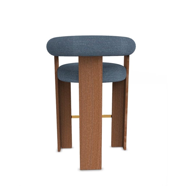 Collector Modern Cassette Bar Chair in Tricot Seafoam Fabric and Smoked Oak by Alter Ego For Sale - Image 4 of 6