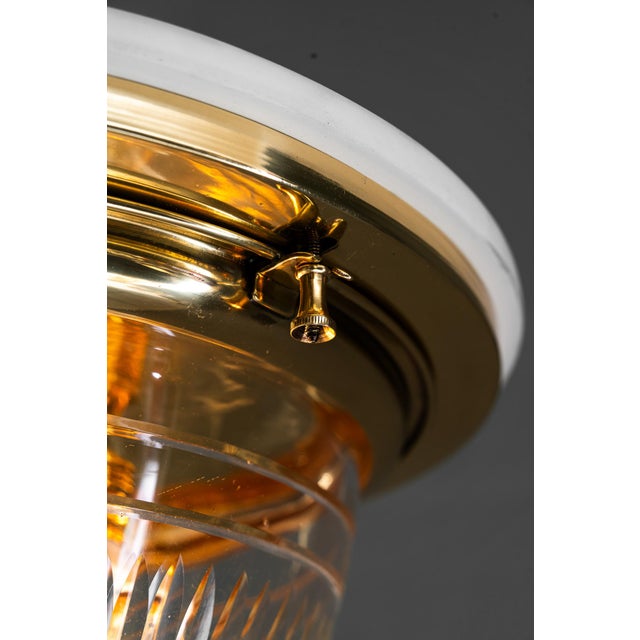 Art Deco Ceiling Lamp with Cut Glass Shade Vienna, Austria, 1920s For Sale - Image 12 of 18