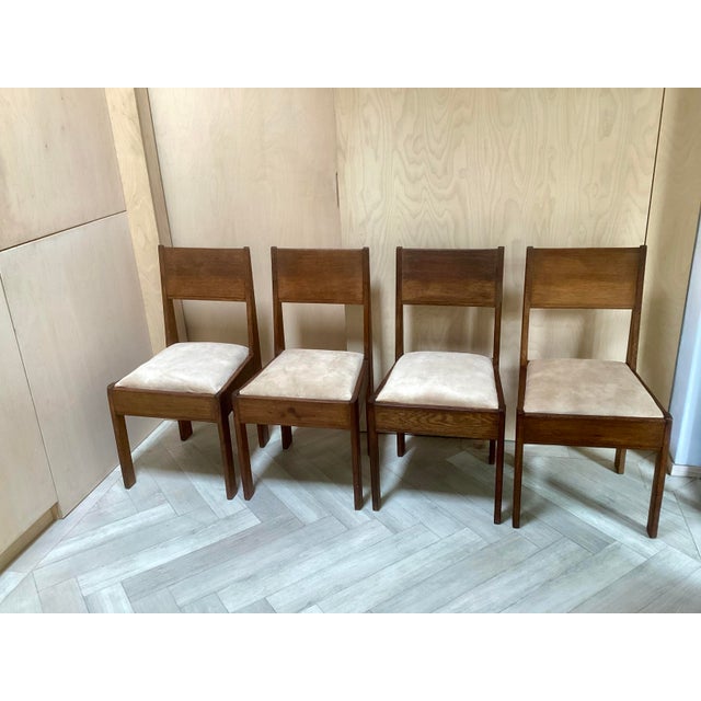 Beige Art Deco Dining Chairs from L.O.V. Oosterbeek, 1920s, Set of 4 For Sale - Image 8 of 8