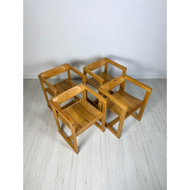 Mid-Century Modern Set of Vintage Pine Dining Chairs Model 313 Trybo Series by Edvin Helseth for Stange Bruk, 1960s, Set of 4 For Sale - Image 3 of 14