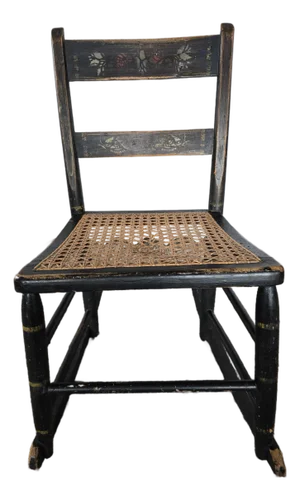 19th Century Antique Child’s Rocking Chair With Caned Seat
