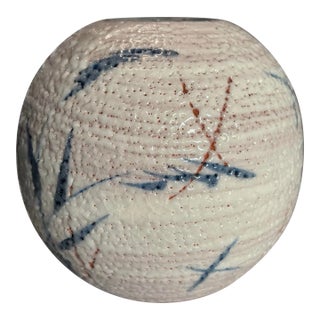 Mid-Century Japanese Pottery Round Bud Vase For Sale