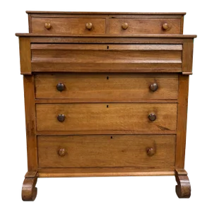 Antique 19th Century American Empire Six Drawer Chest or Dresser