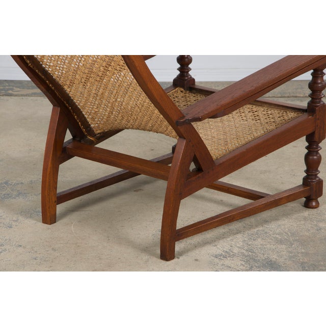 19th Century Colonial Mahogany Plantation Lounge Cane Chair For Sale - Image 11 of 12