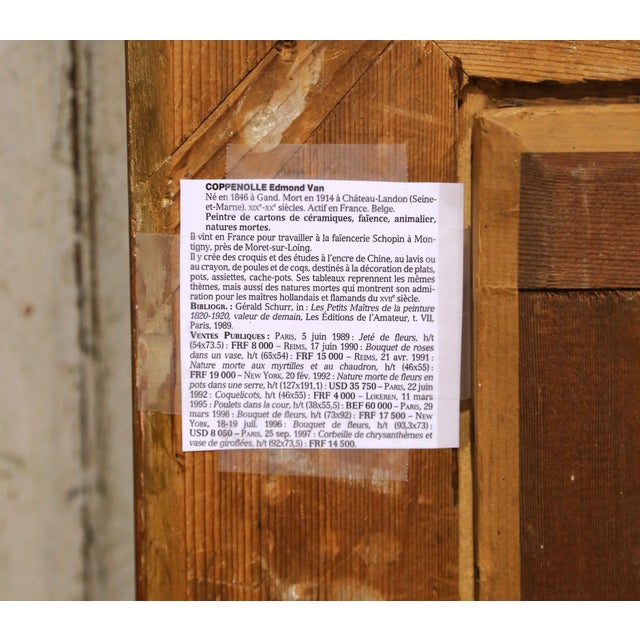 19th Century French Farmyard Oil Painting With Chickens Signed E. Coppenolle For Sale - Image 13 of 13