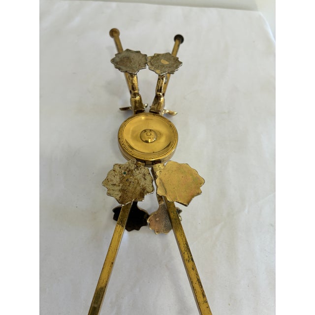 Metal Vintage Mid-Century Modern Adjustable Brass Trivet With Ornate Shell Details For Sale - Image 7 of 7