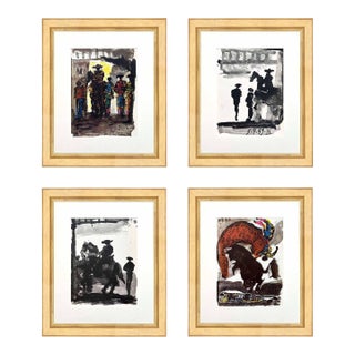 1960s Pablo Picasso Toros Y Toreros Set of 4 Bullfighters and Picador Framed For Sale