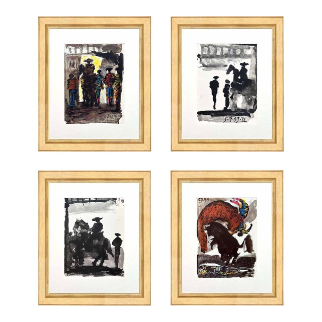 1960s Pablo Picasso Toros Y Toreros Set of 4 Bullfighters and Picador Framed For Sale