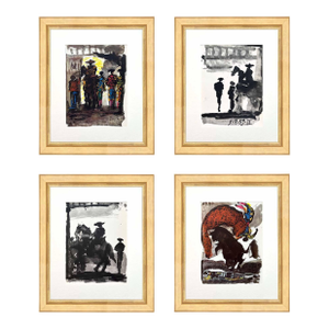 1960s Pablo Picasso Toros Y Toreros Set of 4 Bullfighters and Picador Framed