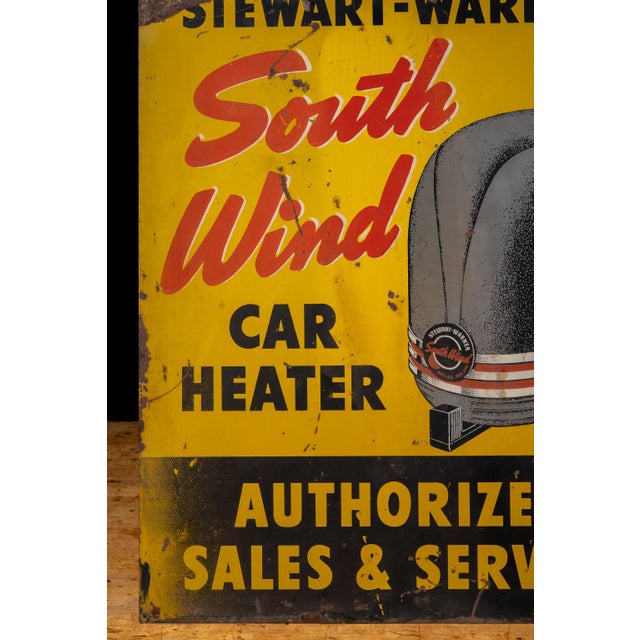 Vintage Double-Sided Painted Metal Stewart-Warner Dealership Advertising Sign For Sale - Image 4 of 12