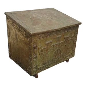 Embossed Repousse Chasing Fireside Firewood Box or Storage Chest