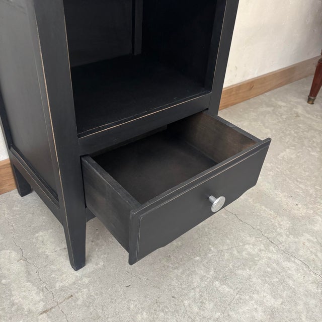 Small Black Wooden Bedside Table For Sale - Image 3 of 6