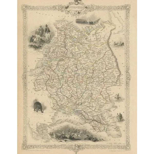Antique Map of Russia in Europe by Tallis, 1851 For Sale - Image 3 of 5