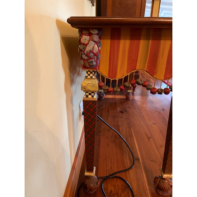 Early 21st Century Mackenzie-Childs Courtly Stripe & Check Hand Painted Console Table For Sale - Image 5 of 10