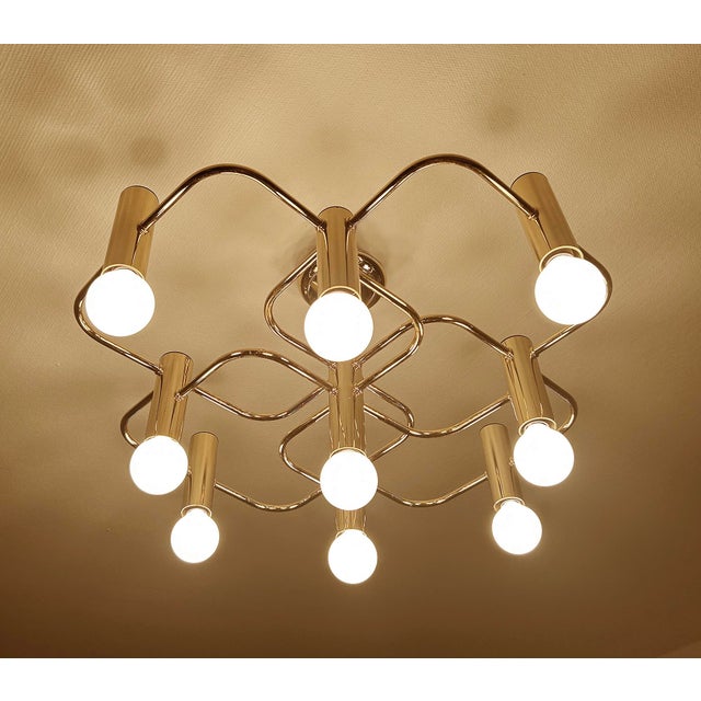 Gold Large Space Age Gilded Ceiling Light from Leola For Sale - Image 8 of 18