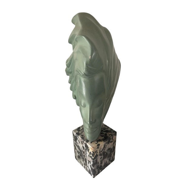 Mid-Century Modern 1970s Peggy Mach Female Bust on Marble Base For Sale - Image 3 of 4