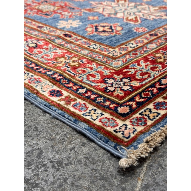 Navy Blue 3ft 4in × 10ft 4in Kazak Tribal Hand-Knotted Runner Rug, Vintage For Sale - Image 8 of 12