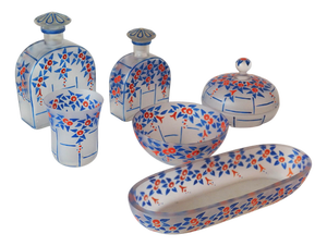 Art Deco Glass Toiletry Set, 1920s, Set of 6