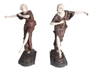 Paul Philippe, Chryselephantine Sculptures, 1890s, Bronze, Set of 2