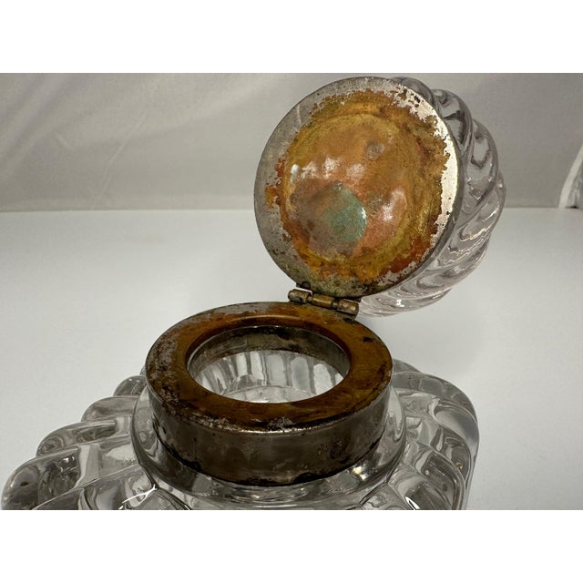Victorian Swirled Glass Inkwell: Antique Desk Decor For Sale - Image 6 of 10