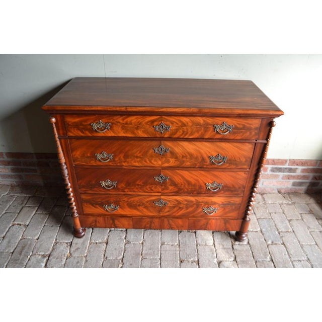Brown Antique Dutch Mahogany Chest of Drawers, 1820 For Sale - Image 8 of 10