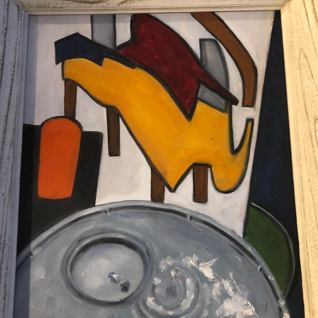 Original painting on stretched canvas 16 x 20 unsigned Overall size with vintage frame is 20 x 24