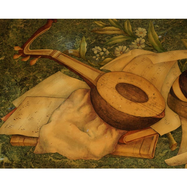 Italian Scuola Florentine Marble & Brass Trompe l'Oeil Cocktail Table For Sale - Image 3 of 5