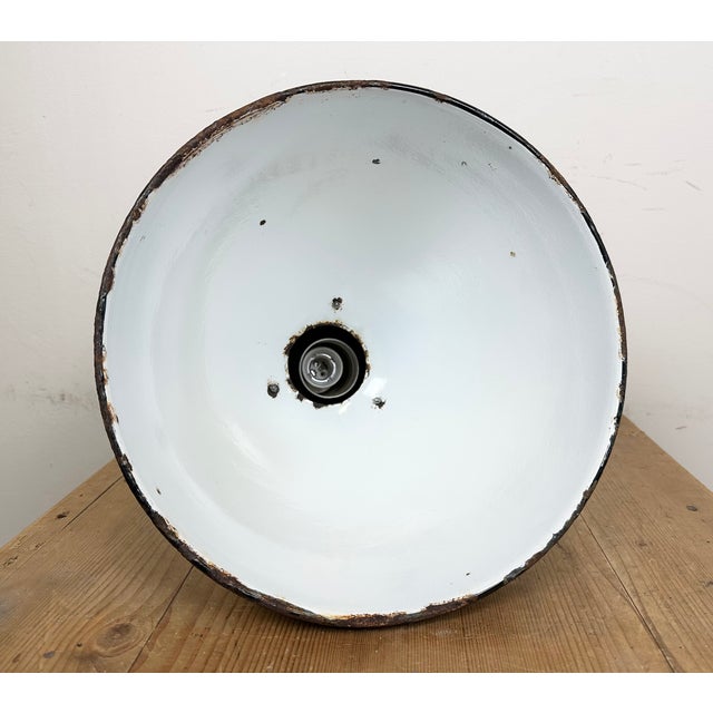 Industrial Bauhaus Black Enamel Pendant Lamp from Elektrosvit, 1930s For Sale - Image 17 of 18