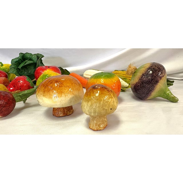 Green Vintage Realistic Hand Crafted Papier Mâché Fruits and Vegetables- Set of 25 For Sale - Image 8 of 18