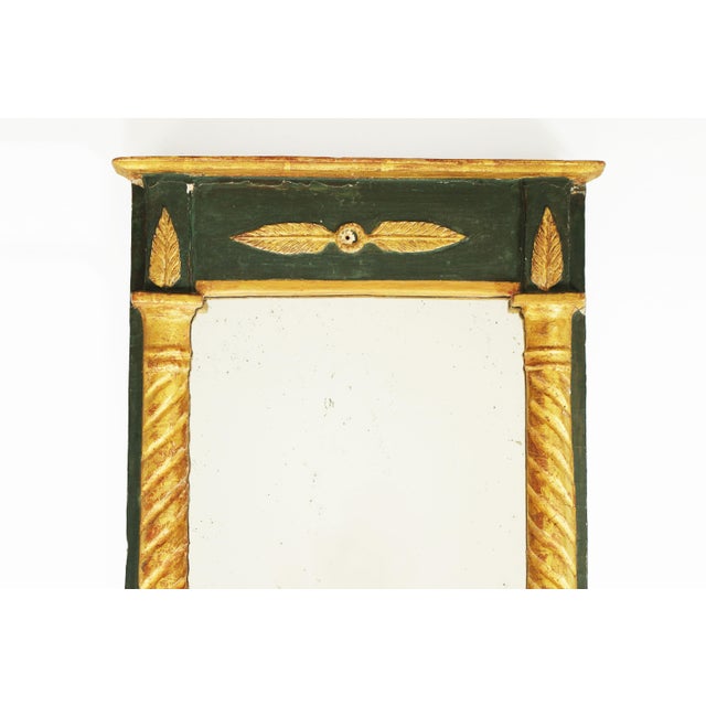 Antique French Rectangular Mirror in Green Lacquered and Gilded Wood, 1800s For Sale - Image 4 of 10