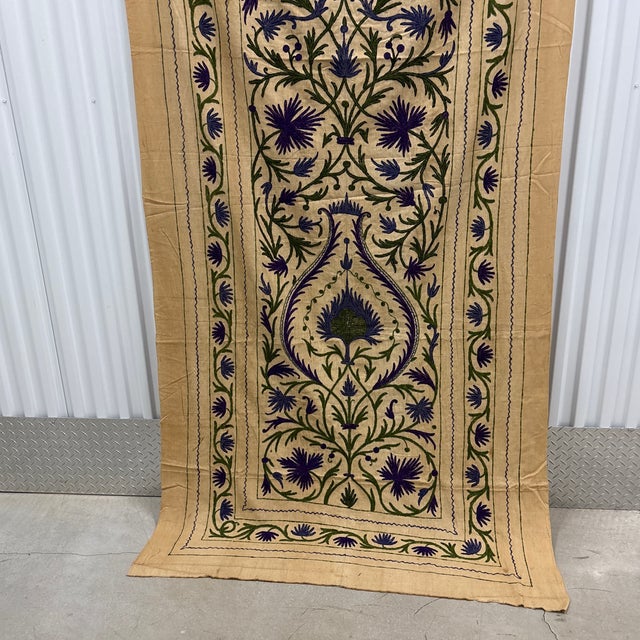 Asian Antique Vintage Tree-of-Life Style Large Suzani Textile Embroidered Wall-Hanging For Sale - Image 3 of 7