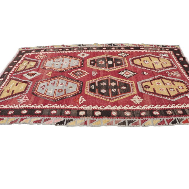 Vintage Turkish Sivas Kilim Rug For Sale - Image 4 of 7