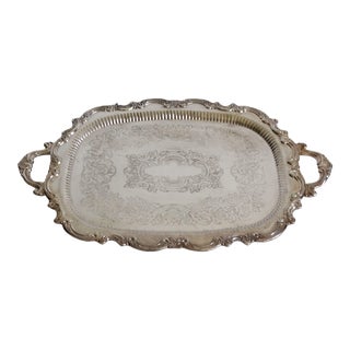 Large Silver Plate Serving Tray, 26" For Sale
