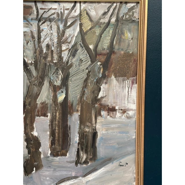 Winter Forest, 1950s, Oil Painting on Canvas, Framed For Sale - Image 4 of 15