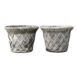 Vintage Cast Concrete Trellis Planters - A Pair